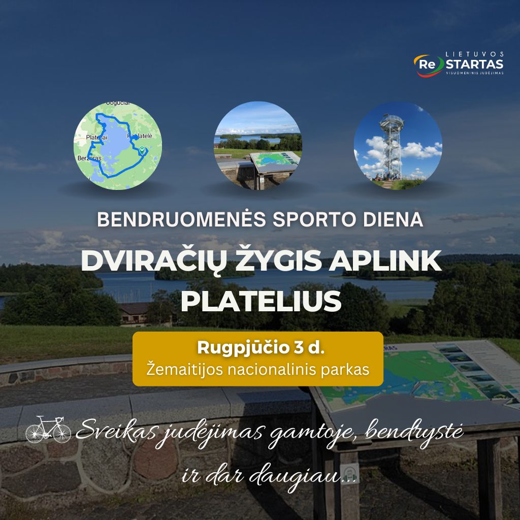 Bendruomenės sporto diena – DVIRAČIŲ ŽYGIS APLINK PLATELIUS rugpjūčio 3 d.